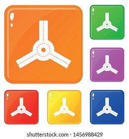 Roundabout icons set collection vector 6 color isolated on white background