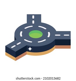 Roundabout In Isometric Unique Icon 

