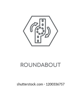 Roundabout linear icon. Roundabout concept stroke symbol design. Thin graphic elements vector illustration, outline pattern on a white background, eps 10.
