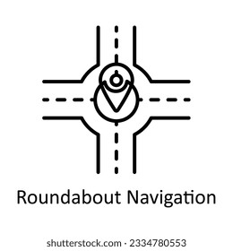 Roundabout Navigation Outline Icon Design illustration. Map and Navigation Symbol on White background EPS 10 File