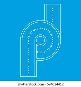 Roundabout road icon blue outline style isolated vector illustration. Thin line sign