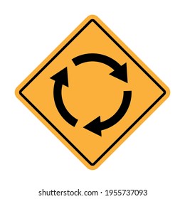 Roundabout road sign on white background. Stock vector