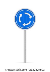 Roundabout road sign on a white background. Vector illustration.