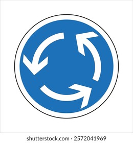 Roundabout road sign showing mandatory clockwise circulation, promoting traffic safety and regulation.