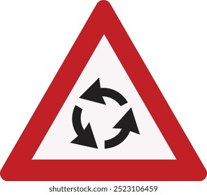 Roundabout road sign with a white background.