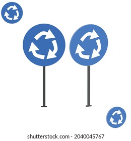 
Roundabout sign with 3d view, traffic signs