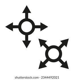 Roundabout sign. Compass symbol. Direction and navigation icon. Vector illustration. Eps 10.