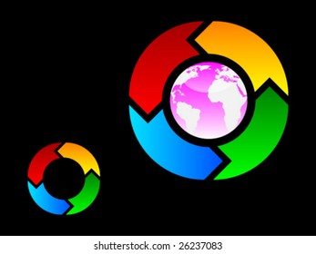 roundabout sign with earth