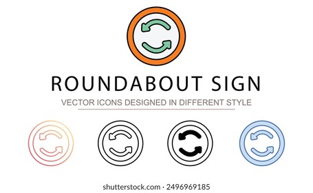 Roundabout Sign icon design with white background stock illustration