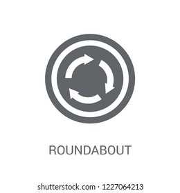 Roundabout sign icon. Trendy Roundabout sign logo concept on white background from Traffic Signs collection. Suitable for use on web apps, mobile apps and print media.