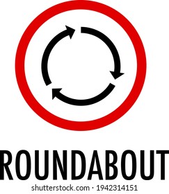 Roundabout sign on white background illustration