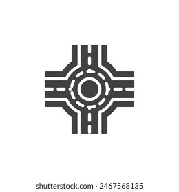 Roundabout sign vector icon. filled flat sign for mobile concept and web design. Roundabout roadsign glyph icon. Symbol, logo illustration. Vector graphics