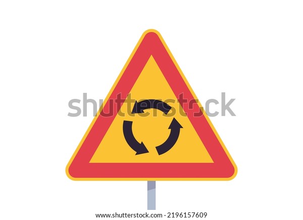Roundabout\
traffic road sign and traffic signs on city road transportation\
simple concept flat vector\
illustration.