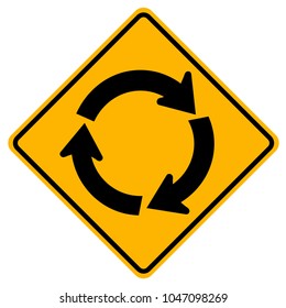 Roundabout Traffic Road Sign,Vector Illustration, Isolate On White Background Icon. EPS10