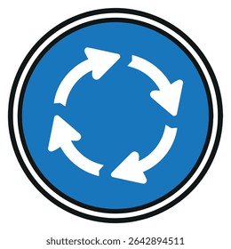 Roundabout Traffic Sign Vector – Circular Direction Road Symbol