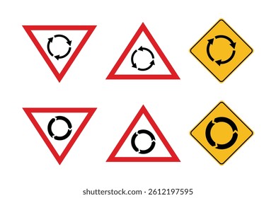 Roundabout Traffic Signs Warning and Information.