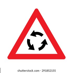 Roundabout warning traffic signs.