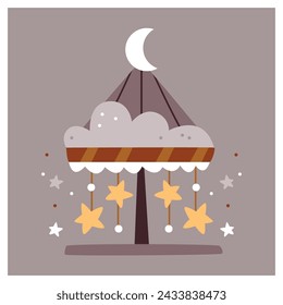 Roundabout.A cute kids illustration about sleep and night.