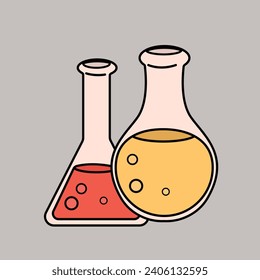 Round-bottom flask: Rounded container, long neck, for heating and reactions. Erlenmeyer flask: Conical shape, short neck, ideal for chemical stirring