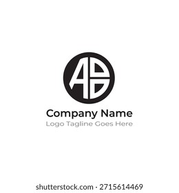 Logotipo de símbolo AB arredondado com aparência moderna limpa