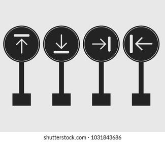 Rounded Ahead only street sign icon on gray Background.