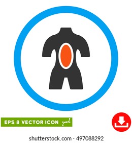 Rounded Anatomy EPS vector pictograph. Illustration style is flat icon symbol inside a blue circle.