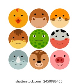 Rounded Animal Face Vector Illustration
