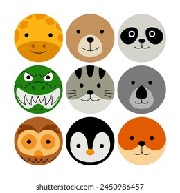 Rounded Animal Face Vector Illustration