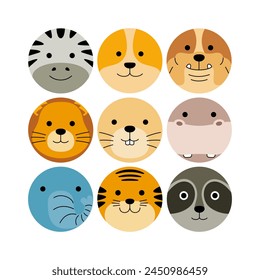Rounded Animal Face Vector Illustration