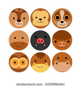 Rounded Animal Face Vector Illustration