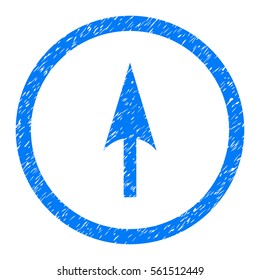Rounded Arrow Axis Y rubber seal stamp watermark. Icon symbol inside circle with grunge design and unclean texture. Unclean vector blue sticker.