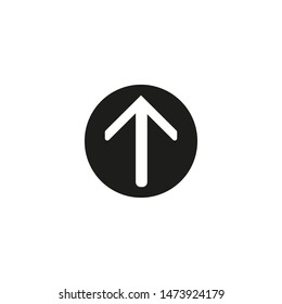 Rounded up arrow or up directional arrow flat vector icon for apps and websites