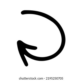 Rounded arrow icon. Logo, clipart, sketch, icon, template. Vector image isolated on a white background.