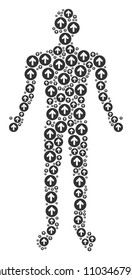 Rounded arrow man avatar. Vector rounded arrow icons are arranged into man combination.