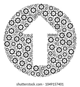 Rounded Arrow mosaic of vector gears. Vector gear wheel pictograms are combined into rounded arrow figure.