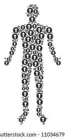 Rounded arrow person figure. Vector rounded arrow icons are organized into male composition.