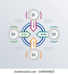 Rounded arrow process infographics template design. Business concept infograph with 4 options, steps, or processes. Vector visualization can be used for workflow layout, diagram, annual report, web