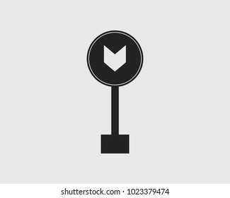 Rounded Arrow Sign icon of Highway on gray Background.