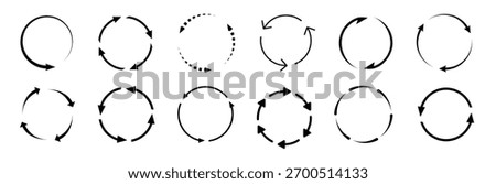 rounded arrows collection black outline recycle
