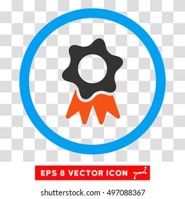 Rounded Award Seal EPS vector pictogram. Illustration style is flat icon symbol inside a blue circle.