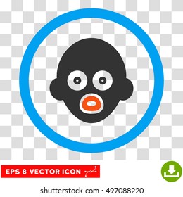 Rounded Baby Head EPS vector pictogram. Illustration style is flat icon symbol inside a blue circle.
