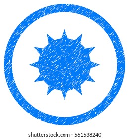 Rounded Bacterium rubber seal stamp watermark. Icon symbol inside circle with grunge design and dust texture. Unclean vector blue sign.