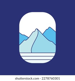 rounded badge modern iceberg mountain ice water cold colorful abstract logo design vector
