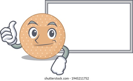 Rounded bandage Caricature character design style with a white board. Vector illustration