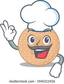 Rounded bandage chef cartoon drawing style wearing iconic chef hat. Vector illustration