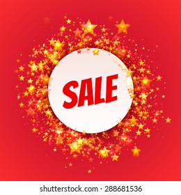 Rounded banner with Sale label. Vector illustration.