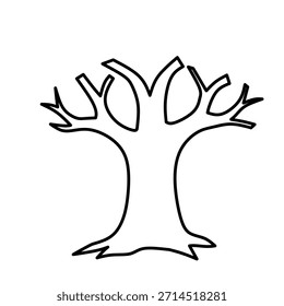 Rounded Bare Tree Outline in Minimal Style for Nature Design