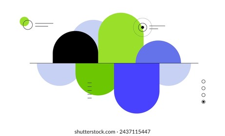 Rounded bars chart. Abstract scheme, infographic element, presentation slide template. Minimalist flat graphics. Vector file.