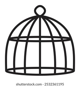 Rounded bird cage line icon, black editable stroke, pixel perfect, line thickness 100px, sign size 3400x3400 px, vector single monochrome illustration