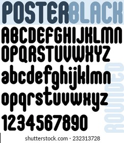 Rounded black font and numbers, bold poster letters.